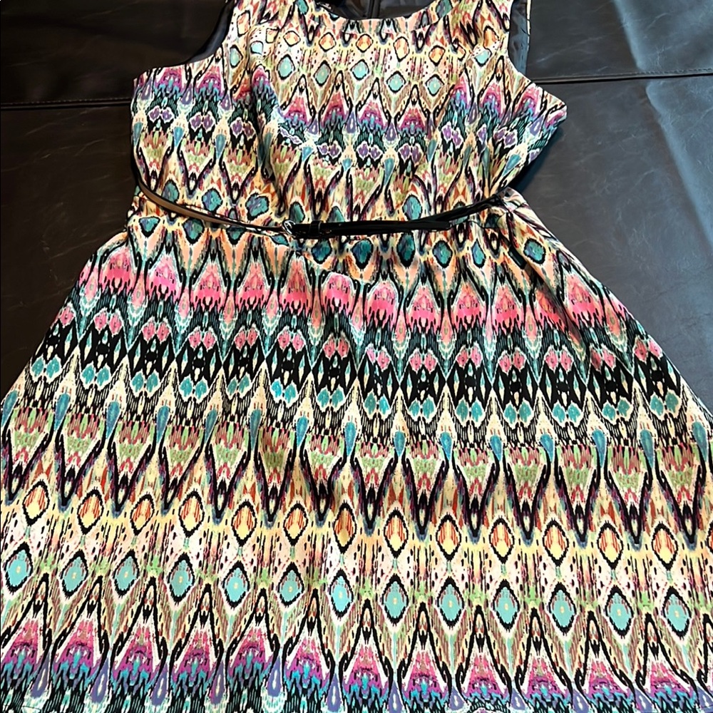 Woman’s AB Studio Multicolor Abstract Dress, Size 16, NWT